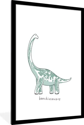 Produktbild von MuchoWow® Gerahmtes Poster Kinderzimmer- Brachiosaurus - Dinosaurier - Jungen - Mädchen - Kind 60x90 cm - Poster mit Schwarzem Bilderrahmen Wandposter Rahmen Foto Bilder - Dekoration - Wandposter Wohnzimmer - Hochwertig