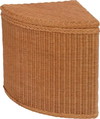 Produktbild von KRINES HOME  Großer Wäschekorb Ecke/Wäschetruhe aus echtem Rattan Ecktruhe Eckwäschekorb Eck Wäschesammler (Terracotta)