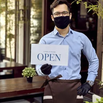 Produktbild von Taillenschürze mit zwei Taschen für Damen und Herren, Kellnerschürze, kurze Halbschürze für Küche, Bar, Bistro, Café und Restaurant