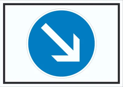 Produktbild von Schild Vorgeschriebene Vorbeifahrt rechts Symbol A0 Rückseite selbstklebend