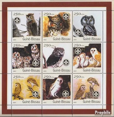 Produktbild von Briefmarken Guinea-Bissau 2001 Mi 1428-1436 Kleinbogen postfrisch Vögel
