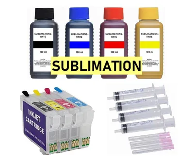 Produktbild von Wiederbefüllbare Tintenpatronen kompatibel mit Epson 503 XL + 4 x 100 ml Sublimationstinte für Epson XP-5200, XP-5205, WF-2960 DWF, WF-2965