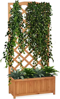 Obrázek produktu pro Dřevěný květináč s kovovou deskou, rozměry 100 x 62 x 23 cm, určený do zahrady