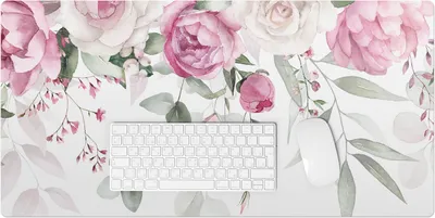 Produktbild von Pastellfarbene Blumen Und Blätter – Schreibtischunterlage – Rutschfeste Tischunterlage – Schreibtischmatte für Büro & Zuhause – Schreibunterlage – Mauspad – Tischmatte – 90 x 45 cm