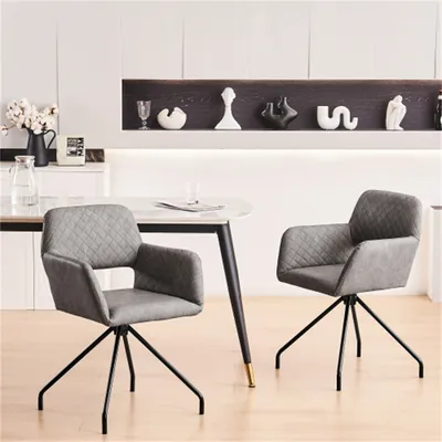 Productafbeelding van AIORBER Eetkamerstoel, set van 2, kunstleer, gemakkelijk schoon te maken, eenvoudig design, zacht en comfortabel, geschikt voor eetkamers, slaapkamers, 57x56x80cm, grijs