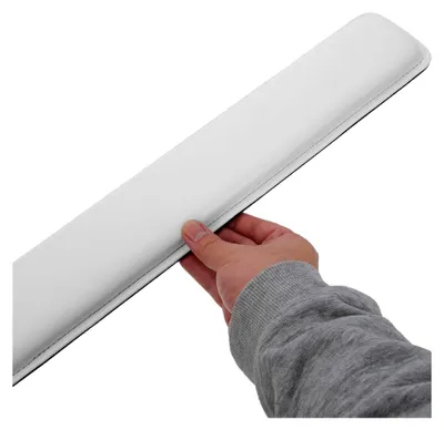 Produktbild von Weiße Handgelenkauflage für Tastaturen aus stabilem PolyurethanMaterial, tragbar und rutschfest
