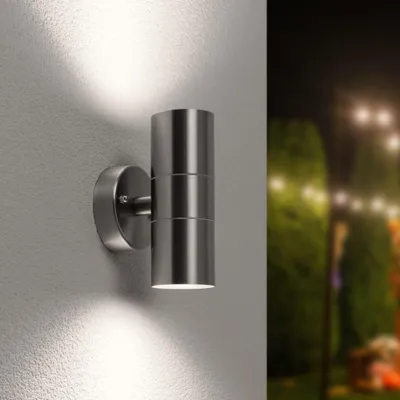 Produktbild von hoftronic LED Wandleuchte 8W 690lm GU10 6500K IP44 Edelstahl Dimmbar Up & Down