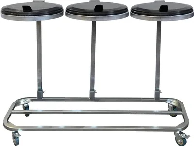 Produktbild von Triple Müllsackständer mit Deckel und 4 Rollen | Metall Müllsackhalter 120 Liter | Stabiler Müllsack Ständer - Verzinkter Stahl | Müllbeutelhalter Gelber Sack 120L | Mobiler Abfallbehälter