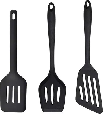 Produktbild von Unyqoos® Silikon-Spatel 3er-Set – BPA-frei, hitzebeständig (-30°C bis +200°C), kratzschonend für Antihaftpfannen, spülmaschinenfest, mit Aufhängeöse