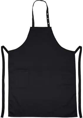 Produktbild von Schürze schwarz, Latzschürze, verstellbare Kochschürze mit Taschen, Grillschürze für Männer und Frauen, extra lange Bänder und Nackenband verstellbar durch Druckknöpfe