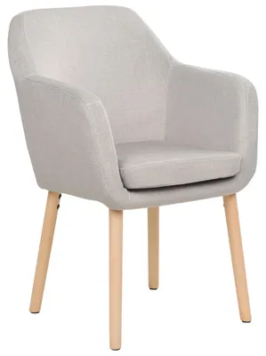 Produktbild von BELIANI Esszimmerstuhl Taupe Samt mit Hellen Holzbeinen Hohen Armlehnen Retro-Design Wohnzimmer Wohnküche Esszimmer Ausstattung Sitzmöbel