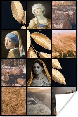 Produktbild von MuchoWow® Poster Malerei - Collage - Gold 40x60 cm - Plakate für die Wand - Poster Babyzimmer
