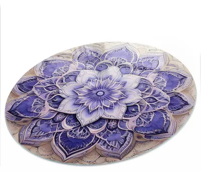 Produktbild von Bedruckte Glas Tischplatte fi100 cm – Glas Tischplatte Küche – Tischplatte aus Sicherheitsglas – Glasplatte für Küchentisch – Moderne Tischplatte Glas – Dekorative Glastischplatte – Pflegeleichte Tischplatte Küche – Lila Mandala, KI-generiertes Bild