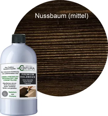 Produktbild von Contura 250ml. Holzbeize Wasserbeize Möbel Farbe - Nussbaum Mittel