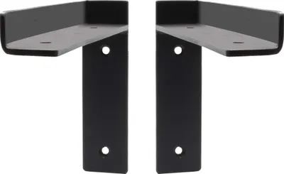 Produktbild von Natural Goods Berlin Regalwinkel Zehlendorf, Regalhalter, Metall, Wandmontage, Regalträger, Wandregal, schmal für Küche und Büro, Schwarz, 2 Stück