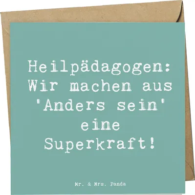 Produktbild von Mr. & Mrs. Panda Deluxe Karte Spruch Heilpädagogin Superkraft - Meeresbrise - Geschenk, Beruf, doppelkarte, Glückwunschkarte, Anders sein, Kindergärten, Kliniken
