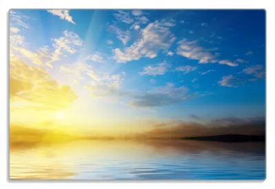 Produktbild von Wallario Frühstücksbrettchen aus Glas 20 x 30 cm mit rutschfesten Füßen, Motiv Sonnenuntergang über dem Meer I