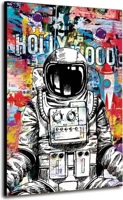 Produktbild von Astronaut Pop Art Wandbild Leinwandbild Deko XL Kunst: 60x90x2cm