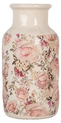 Produktbild von Clayre & Eef Vase Ø 14x26 cm Beige Keramik Blumen