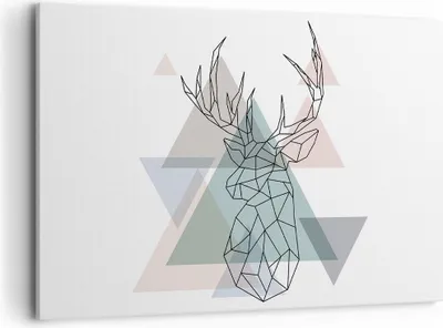 Produktbild von Bild auf Leinwand - Leinwandbild - Hirsch Abstraktion - 120x80cm - Wand Bild - Wanddeko - Leinwanddruck - Bilder - Kunstdruck - Wanddekoration - Leinwand bilder - Wandkunst - AA120x80-3909