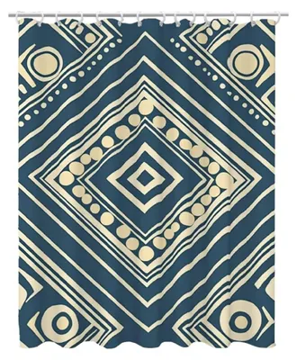 Image de Rideau de douche bleu - Polyester imperméable, 240 x 200 cm, avec crochets