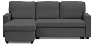 Image de Best Mobilier Meiya - canapé d'angle réversible 4 places convertible avec coffre en tissu , Gris foncé