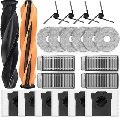 Produktbild von 22 Stück Zubehör für Dreame X50 Ultra Complete / L50 Pro Ultra / X50 Master / L40s Pro Ultra / Matrix10 Ultra Staubsaugerroboter - 2 Hauptborsten, 6 Staubbeutel, 6 Reinigungstücher, 4 Filter, 4 Seitenborsten