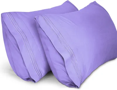 Productafbeelding van Kussenslopen (2 Stuks), 50 x 70 cm Geborduurd Zachte Kussenslopen van Geborsteld Microvezel, Machinewasbaar Kreukvrij Ademend, Lichtpaars
