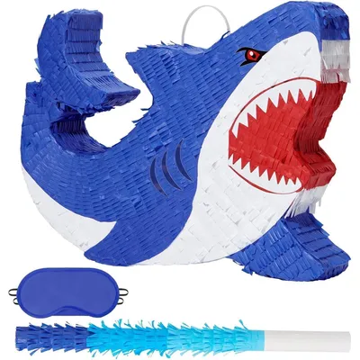 Obrázek produktu pro Sada Hai Piñata s maskou a tyčkou pro dětskou oslavu, modrá barva
