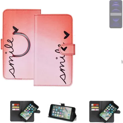 Produktbild von K-S-Trade Schutzhülle Handyhülle kompatibel mit Hotwav Note 13 Pro Hülle cover bookstyle Etui ''smile'' rot Standfunktion Kameraschutz (1Stk)