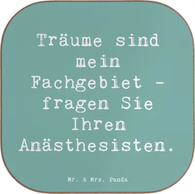 Produktbild von Mr. & Mrs. Panda Untersetzer Tasse Spruch Anästhesist Träume - Meeresbrise - Geschenk, Anästhesiologie, Tassenuntersetzer, Quadratisch, Anästhesistin, Berufsgestaltung