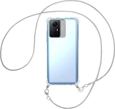 Produktbild von Handykette Backcover-Schutzhülle mit Band (Metall silberfarben) für Xiaomi Redmi Note 12S (6.43'') - silberfarbene Snake-Kette