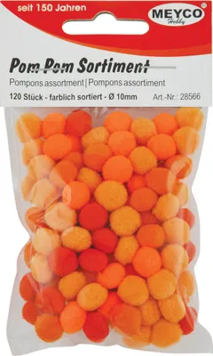 Produktbild von Meyco 120 Pompoms   10mm  orange basteln