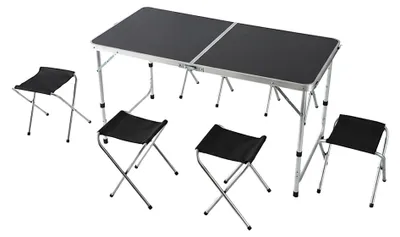 Productafbeelding van Een inklapbare campingtafel met 4 stoelen, met verstelbare hoogte