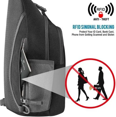Produktbild von G4Free Umhängetasche, Rucksack mit Diebstahlschutz, Brusttasche, Schultertasche, Crossbody-Tasche, Tagesrucksack für Fitnessstudio, mit Kopfhöreröffnung, für Outdoor-Aktivitäten, Fahrradfahren, Reisen, Wandern, für Damen und Herren