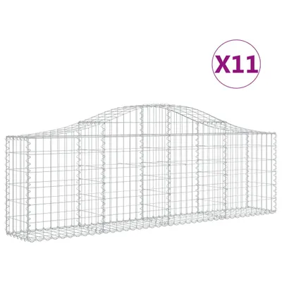 Produktbild von Gabionen mit Hochbogen 11 Stk. 200x30x60/80 cm Verzinktes Eisen