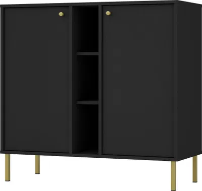 Produktbild von Masseno Kommode TORINO 100 cm Sideboard und 2 Türen für Wohnzimmer Schlafzimmer Modern 100x41x95 cm Graphitfarben / Graphitfarben