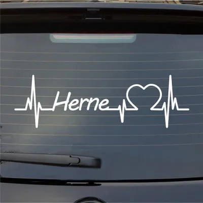 Produktbild von Heckscheibenaufkleber Herne Herzschlag Puls Stadt Liebe 55x17 cm Weiss Glanz Auto Aufkleber Sticker