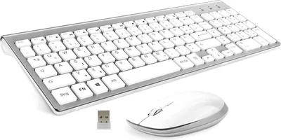 Produktbild von Tastatur Maus Set Kabellos - 2.4Ghz USB Funk Tastatur QWERTZ (Deutsch) Layout Ergonomisch Klein Maus Ultra-Dünne Wireless Keyboard Mouse für Computer