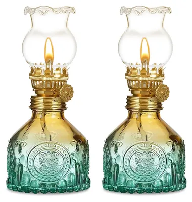 2er-Set Glaskerzen-Öllampen, Vintage, verstellbare Flamme, 18 cm