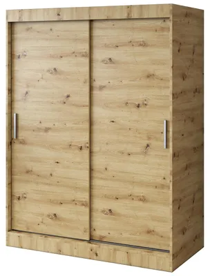 Produktbild von Schiebetürenschrank 150x200cm - Artisan Eiche - Kleiderschrank GOLD - mit 5 Einlegeböden & 2 Kleiderstangen