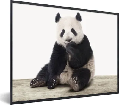Produktbild von MuchoWow® Gerahmtes Poster Panda - Tiere - Jungen - Mädchen - Pandabär 40x30 cm - Poster mit Schwarzem Bilderrahmen Wandposter Rahmen Foto Bilder - Kunstposter - Wanddekorationen