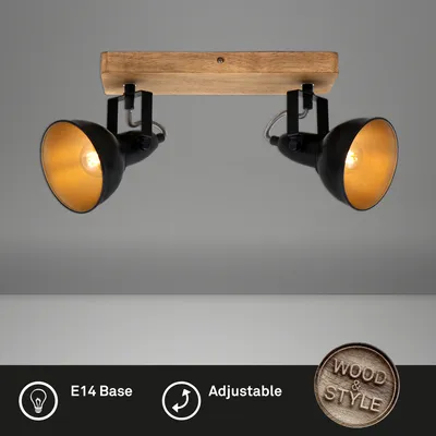 Immagine prodotto di Lampada da soffitto Faretto orientabile E14 25 W nero metallo-legno Briloner