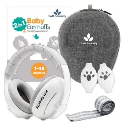 Produktbild von Babyhelm mit Geräuschunterdrückung und Tragetasche