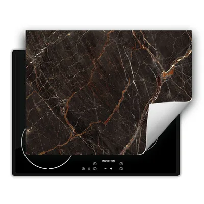 Produktbild von DarHaus Herdabdeckplatte 80x52 cm Anti Rutsch Matte Aufrollbar, Brozne - Marmor