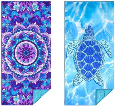 Produktbild von Ibenzoa® Mikrofaser-Strandtuch 2er-Set – extra groß (180 x 80 cm), schnelltrocknend, ultraleicht, platzsparend faltbar für Strand & Reisen