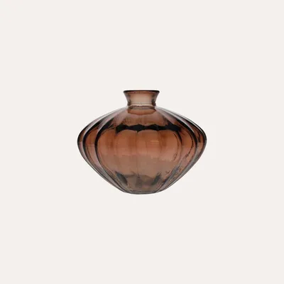 Produktbild von KEYHOMESTORE | Ovale Vase aus bernsteinfarbenem Recyclingglas, H. 14 cm
