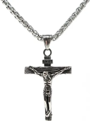 Produktbild von Lederkette Edelstahl 316 JESUS AM KREUZ 50 cm Edelstahlkette
