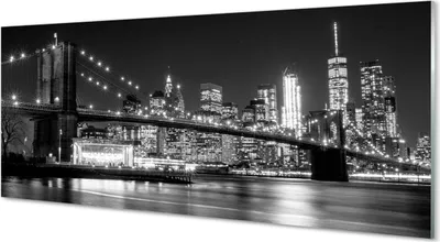 Produktbild von Glasbilder 125x50 Wandkunst Die meisten Wolkenkratzer Nacht Fluss