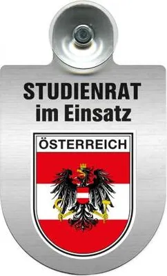 Produktbild von Einsatzschild mit Saugnapf - Studienrat im Einsatz - incl. Regionenwappen nach Wahl 393877 Color - Region Österreich